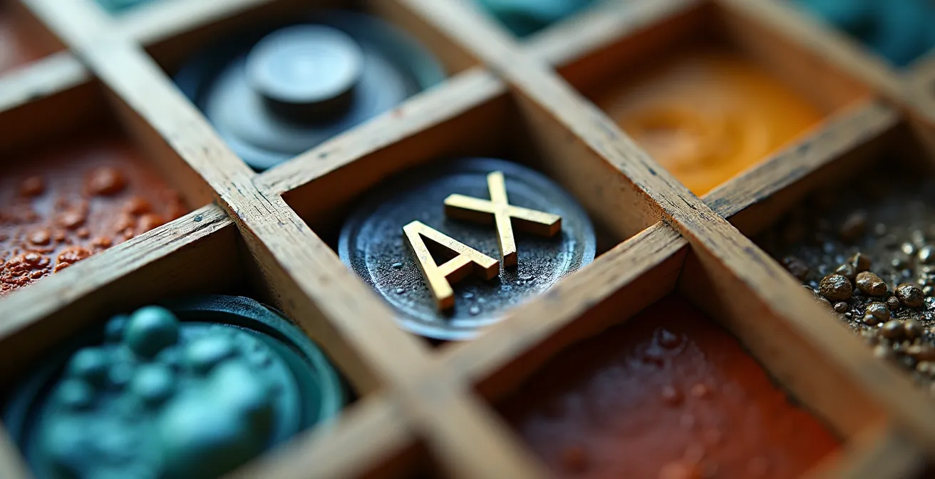 Close-up van een 9-box matrix met gekleurde zones die verschillende voorraadstrategieën visualiseren