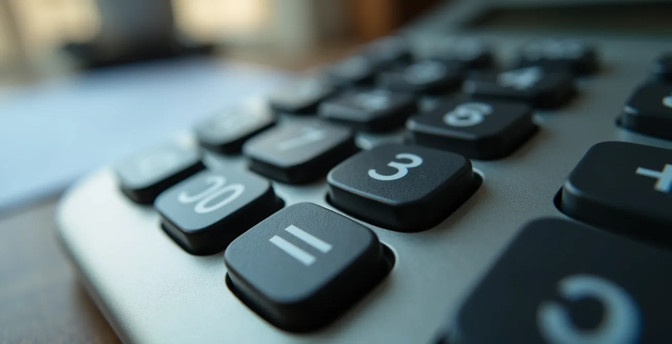 Macro-opname van calculator en logistieke documenten voor kostenbepaling