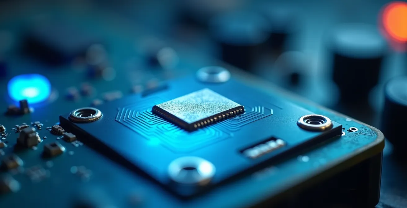 RFID-scanner die een component scant op de productielijn