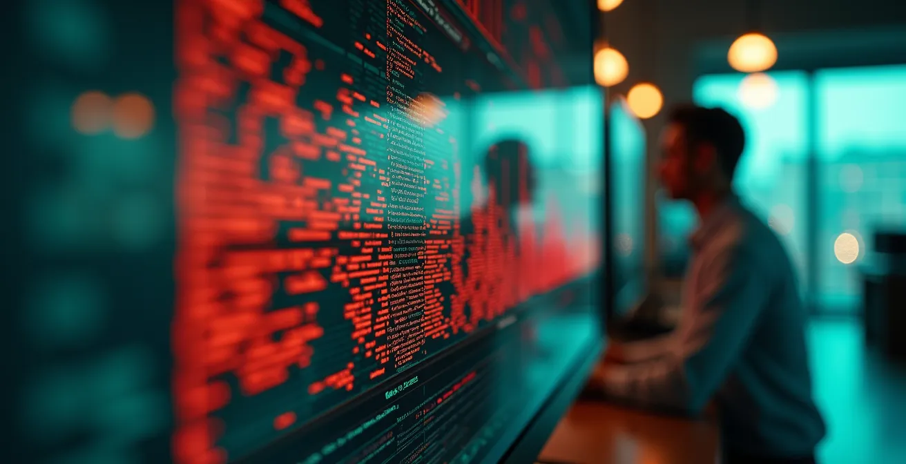 Close-up van data visualisatie scherm met transport analytics patronen