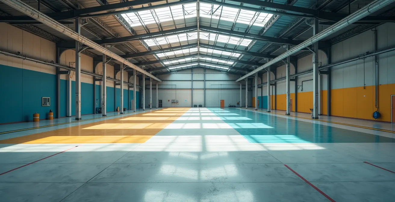 Overzicht van een magazijn met verschillende picking zones vanuit vogelperspectief